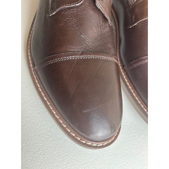 NWOT Ben Sherman Brown Leather Cap Toe Oxford with Houndstooth Detail Size 10 - Picture 4 of 9